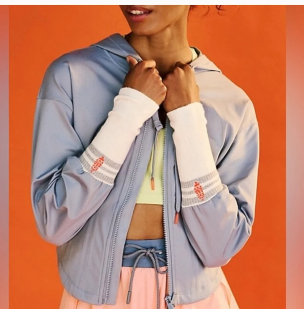 NEW Free People Movement SOCK IT TO ME Layer Corset Hoodie Top in Blue Xs L $148 - Picture 3 of 10